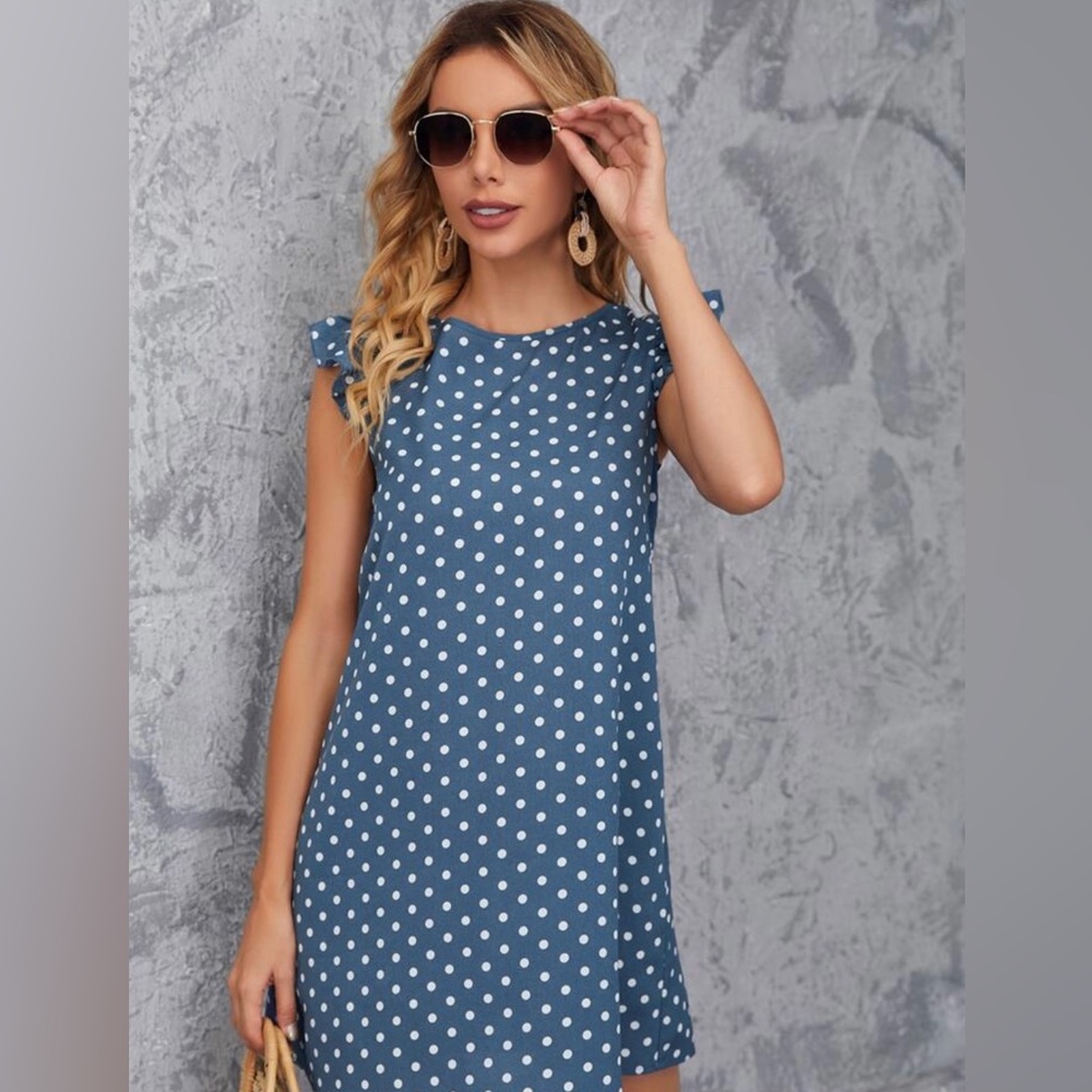 Clasi Polka Dot Tie Back Ruffle Sleeve Dress - Picture 2 of 2